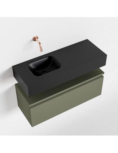 ANDOR Komplet badmiljø venstrevendt håndvask B80 cm MDF - Armygrøn/Sort