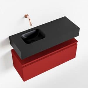 ANDOR Komplet badmiljø venstrevendt håndvask B80 cm MDF - Rød/Sort