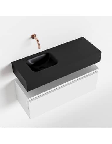ANDOR Komplet badmiljø venstrevendt håndvask B80 cm MDF - Talkum/Sort