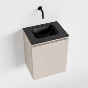 OLAN Komplet badmiljø centreret håndvask B40 cm MDF - Linned/Sort