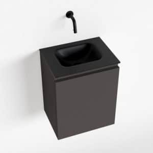 OLAN Komplet badmiljø centreret håndvask B40 cm MDF - Mørkegrå/Sort