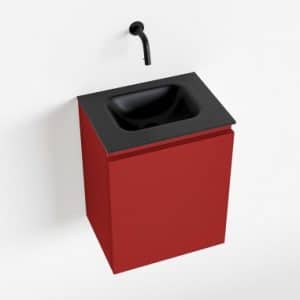 OLAN Komplet badmiljø centreret håndvask B40 cm MDF - Rød/Sort