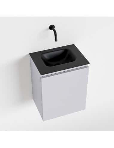 OLAN Komplet badmiljø centreret håndvask B40 cm MDF - Svag grå/Sort