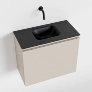 OLAN Komplet badmiljø centreret håndvask B60 cm MDF - Linned/Sort