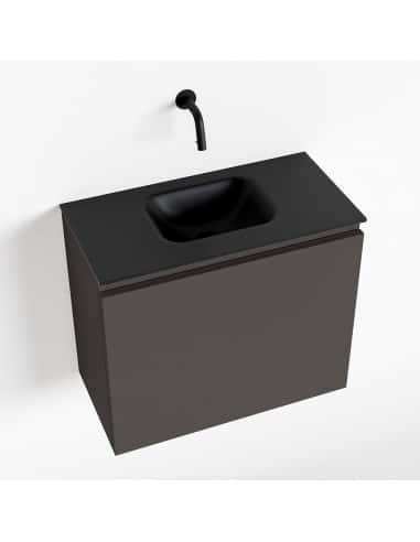 OLAN Komplet badmiljø centreret håndvask B60 cm MDF - Mørkegrå/Sort
