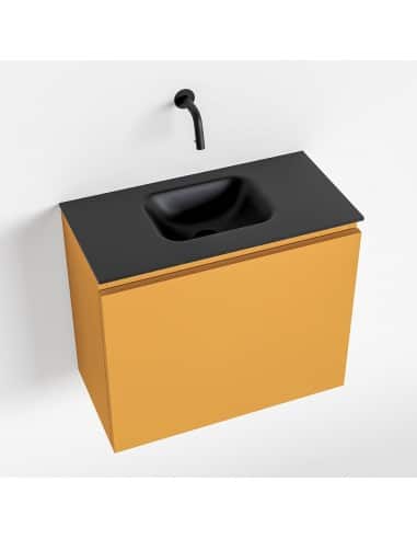 OLAN Komplet badmiljø centreret håndvask B60 cm MDF - Okker/Sort