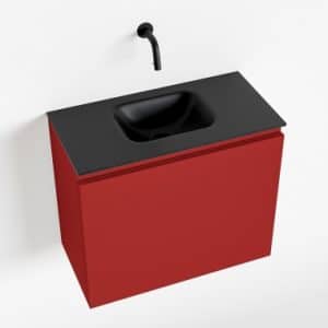 OLAN Komplet badmiljø centreret håndvask B60 cm MDF - Rød/Sort