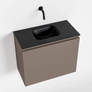 OLAN Komplet badmiljø centreret håndvask B60 cm MDF - Røg/Sort