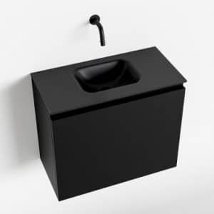 OLAN Komplet badmiljø centreret håndvask B60 cm MDF - Sort/Sort