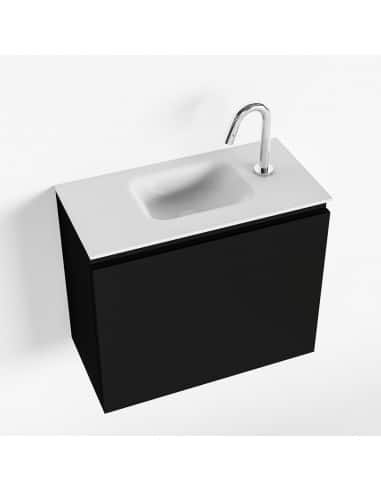 OLAN Komplet badmiljø centreret håndvask B60 cm MDF - Sort/Talkum