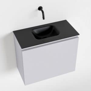 OLAN Komplet badmiljø centreret håndvask B60 cm MDF - Svag grå/Sort