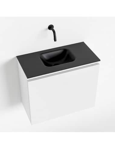 OLAN Komplet badmiljø centreret håndvask B60 cm MDF - Talkum/Sort