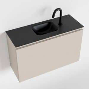 OLAN Komplet badmiljø centreret håndvask B80 cm MDF - Linned/Sort