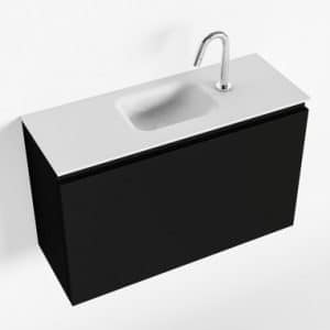 OLAN Komplet badmiljø centreret håndvask B80 cm MDF - Sort/Talkum