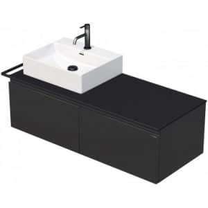 TARA Komplet badmiljø med 1 håndvask B128 cm Keramik, HPL og MDF - Sort/Antracit højglans