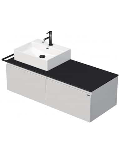 TARA Komplet badmiljø med 1 håndvask B128 cm Keramik, HPL og MDF - Sort/Hvid højglans