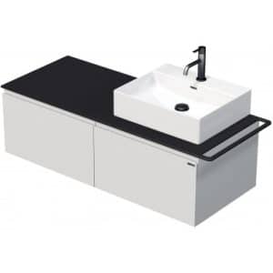 TARA Komplet badmiljø med 1 håndvask B128 cm Keramik, HPL og MDF - Sort/Mat hvid