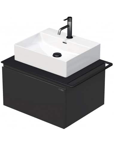 TARA Komplet badmiljø med 1 håndvask B68 cm Keramik, HPL og MDF - Sort/Antracit højglans
