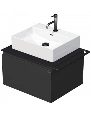 TARA Komplet badmiljø med 1 håndvask B68 cm Keramik, HPL og MDF - Sort/Mat antracit