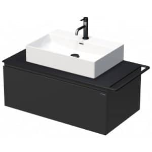 TARA Komplet badmiljø med 1 håndvask B98 cm Keramik, HPL og MDF - Sort/Antracit højglans