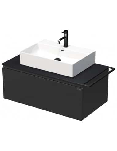 TARA Komplet badmiljø med 1 håndvask B98 cm Keramik, HPL og MDF - Sort/Antracit højglans