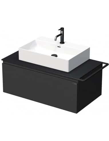 TARA Komplet badmiljø med 1 håndvask B98 cm Keramik, HPL og MDF - Sort/Mat antracit