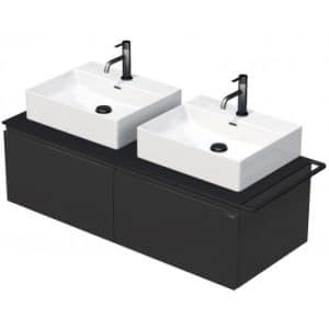 TARA Komplet badmiljø med 2 håndvaske B128 cm Keramik, HPL og MDF - Sort/Antracit højglans