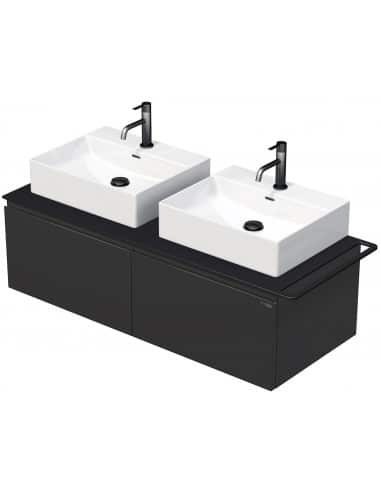 TARA Komplet badmiljø med 2 håndvaske B128 cm Keramik, HPL og MDF - Sort/Antracit højglans