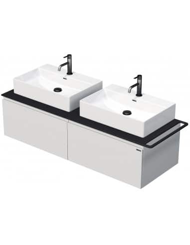 TARA Komplet badmiljø med 2 håndvaske B148 cm Keramik, HPL og MDF - Sort/Mat hvid