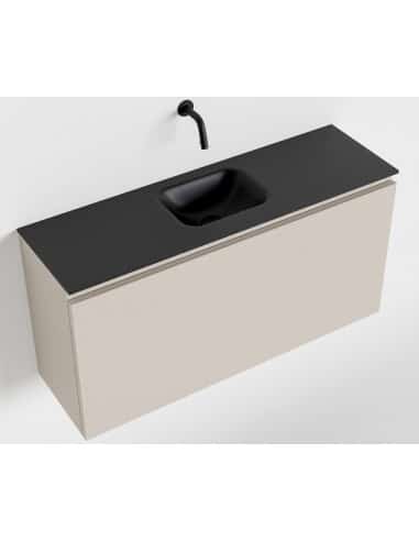 OLAN Komplet badmiljø centreret håndvask B100 cm MDF - Linned/Sort