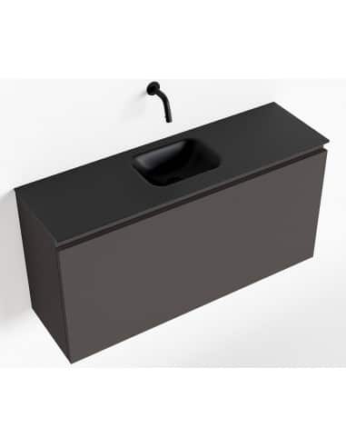 OLAN Komplet badmiljø centreret håndvask B100 cm MDF - Mørkegrå/Sort
