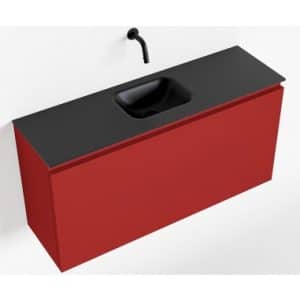 OLAN Komplet badmiljø centreret håndvask B100 cm MDF - Rød/Sort