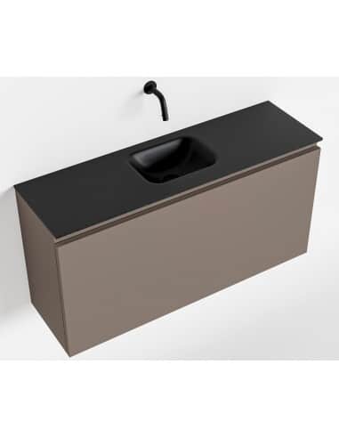 OLAN Komplet badmiljø centreret håndvask B100 cm MDF - Røg/Sort