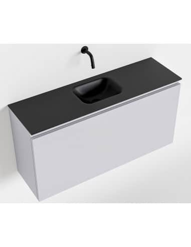 OLAN Komplet badmiljø centreret håndvask B100 cm MDF - Svag grå/Sort