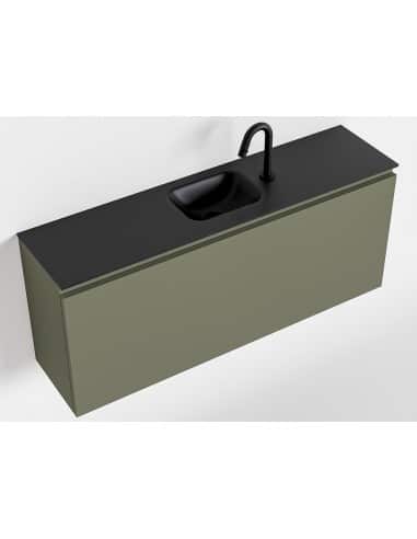 OLAN Komplet badmiljø centreret håndvask B120 cm MDF - Armygrøn/Sort