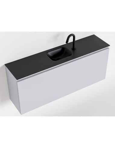OLAN Komplet badmiljø centreret håndvask B120 cm MDF - Svag grå/Sort