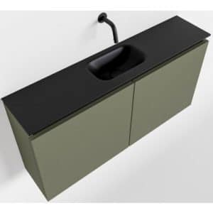 TURE Komplet badmiljø centreret håndvask B100 cm MDF - Armygrøn/Sort