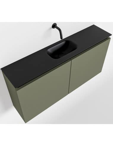 TURE Komplet badmiljø centreret håndvask B100 cm MDF - Armygrøn/Sort