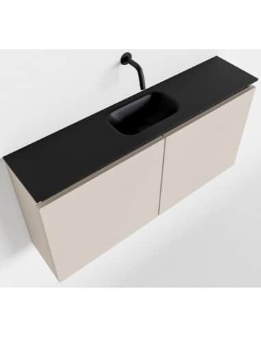 TURE Komplet badmiljø centreret håndvask B100 cm MDF - Linned/Sort