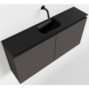 TURE Komplet badmiljø centreret håndvask B100 cm MDF - Mørkegrå/Sort