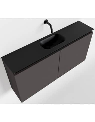TURE Komplet badmiljø centreret håndvask B100 cm MDF - Mørkegrå/Sort