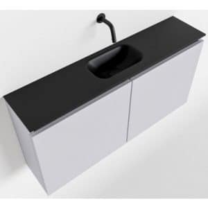 TURE Komplet badmiljø centreret håndvask B100 cm MDF - Svag grå/Sort