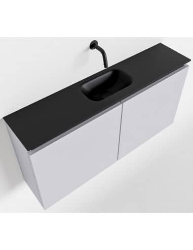 TURE Komplet badmiljø centreret håndvask B100 cm MDF - Svag grå/Sort