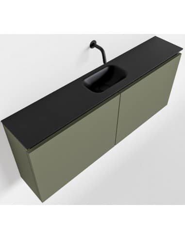 TURE Komplet badmiljø centreret håndvask B120 cm MDF - Armygrøn/Sort