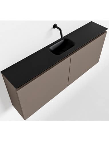 TURE Komplet badmiljø centreret håndvask B120 cm MDF - Røg/Sort