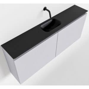 TURE Komplet badmiljø centreret håndvask B120 cm MDF - Svag grå/Sort