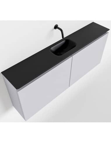 TURE Komplet badmiljø centreret håndvask B120 cm MDF - Svag grå/Sort