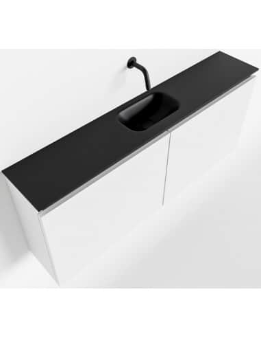 TURE Komplet badmiljø centreret håndvask B120 cm MDF - Talkum/Sort