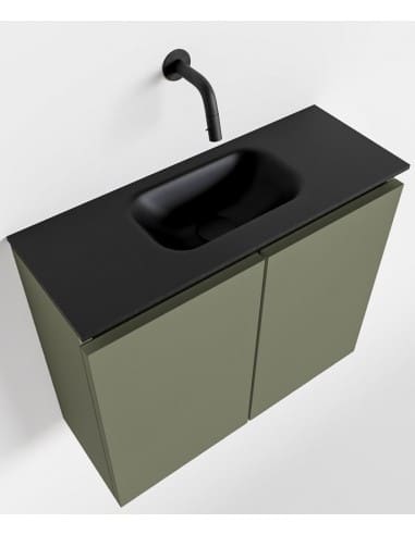 TURE Komplet badmiljø centreret håndvask B60 cm MDF - Armygrøn/Sort