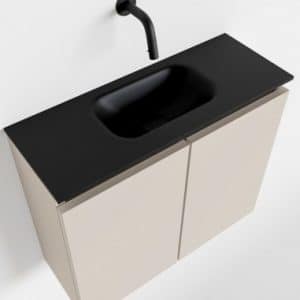 TURE Komplet badmiljø centreret håndvask B60 cm MDF - Linned/Sort